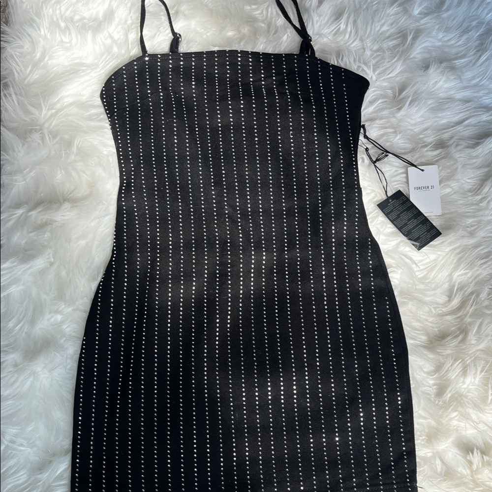 Forever 21 Black Strapless Dress with Silver Accents